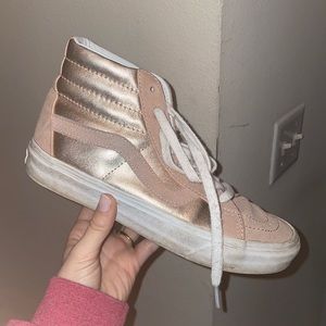 Rose gold high top vans